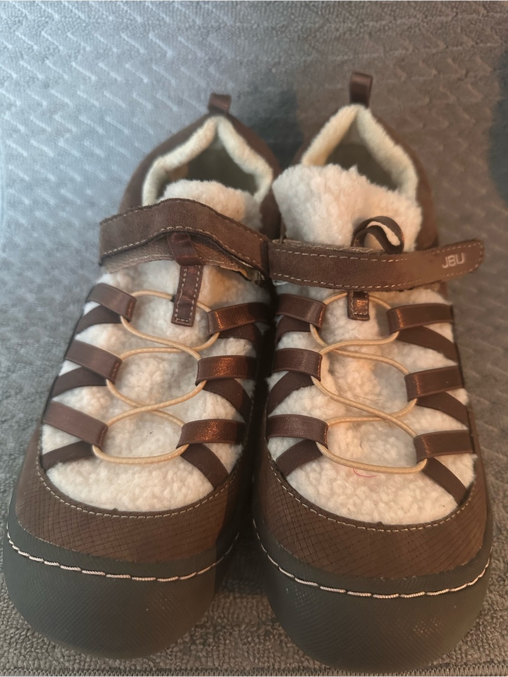 JBU women’s Brown and Cream Sherpa-Lined Outdoor Sneakers ( Never Worn)